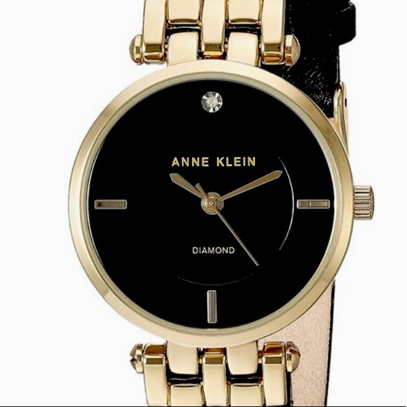 Anne Klein Accessories - NWOT Anne Klein black leather/gold ladies watch